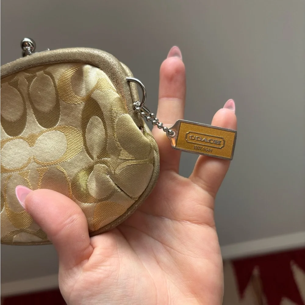 Coach Gold Coin Purse silk and suede - Picture 4 of 4